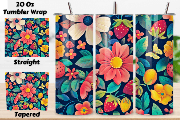 3D Flowers Tumbler Sublimation Wrap PNG