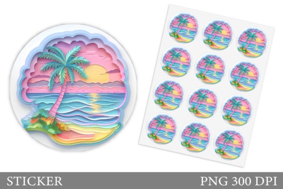 3D Sea & Palm Sticker Design Guide
