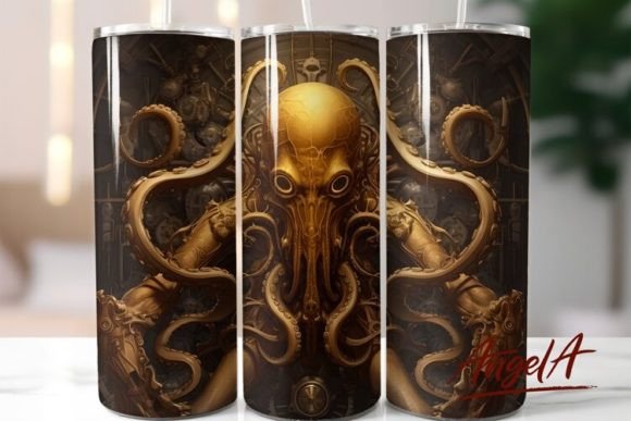 3D Steampunk Octopus Printable Horror Design