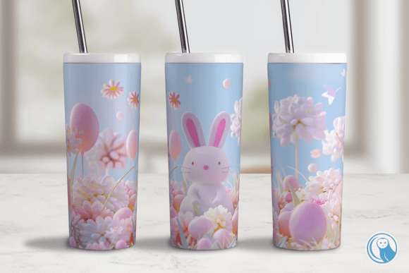 Bringing Spring to Life: The 20oz Tumbler Wrap 3D Easter Bunny Meadow Design