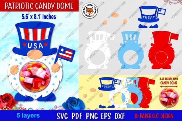 Crafting with Patriotic Gnome Candy Dome SVG
