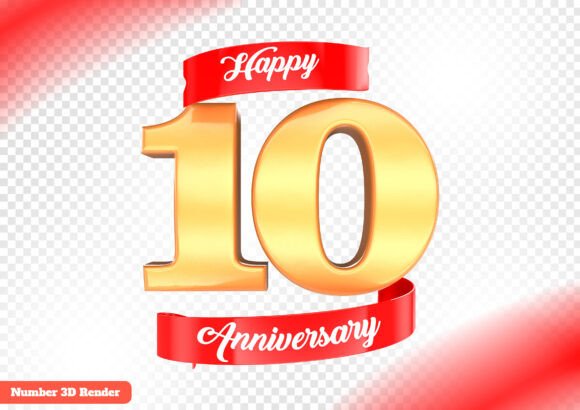 Elevate Your Brand with the 10 Anniversary Gold 3D Render