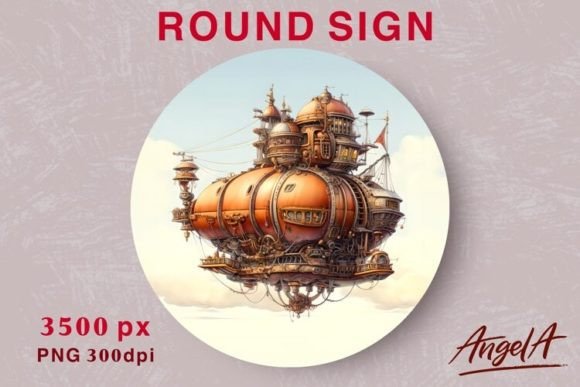 Fantasy Steampunk Airship Round Design: Elevating Your Creative Projects