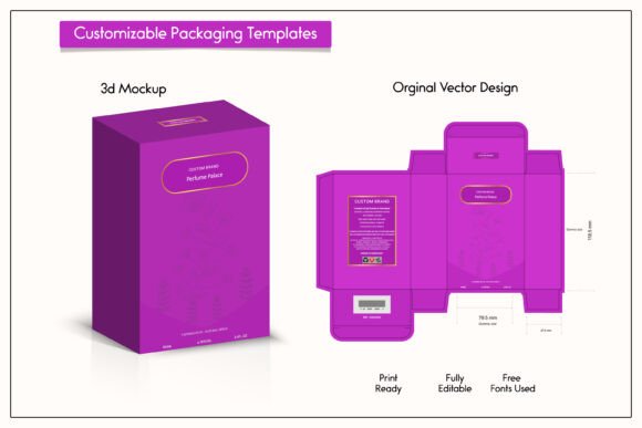 Modern 3D Box Mockup with Die Line for C