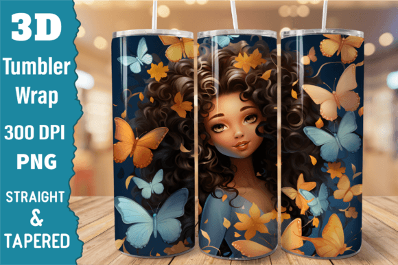 Strategic Branding with 3D Black Girl Butterfly Tumbler Design